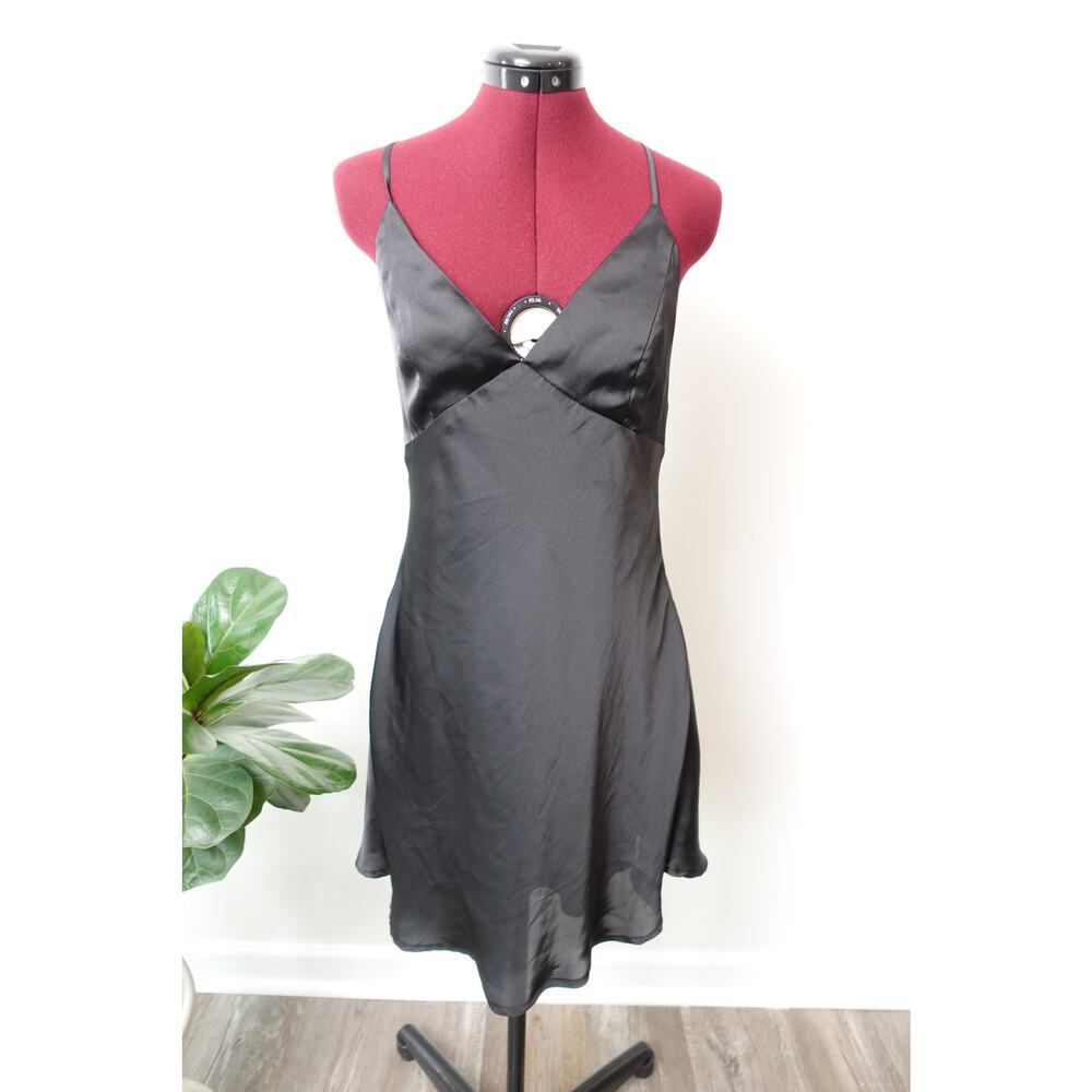 Forever 21 Slip Black Satin Dress Size XL